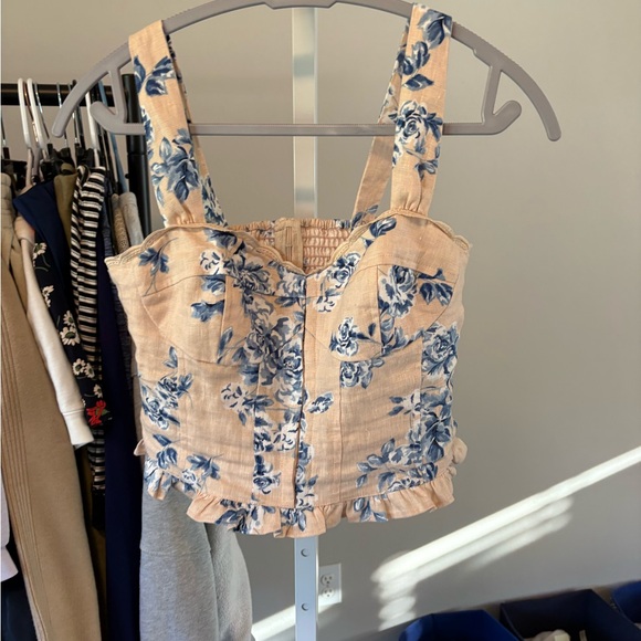 Reformation Beige and Blue Floral Top - Picture 4 of 5
